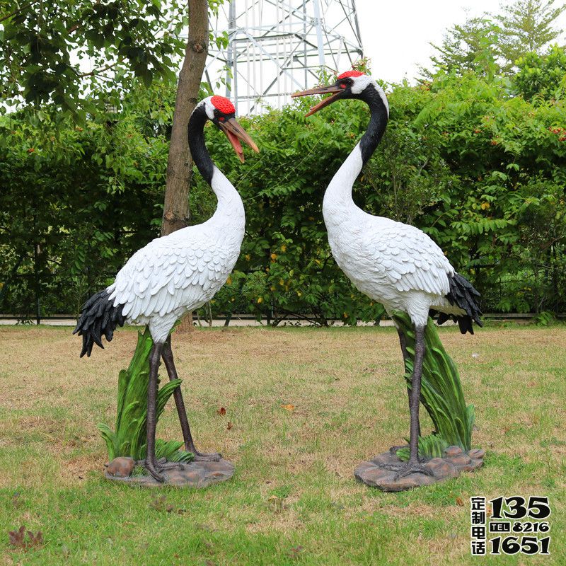 玻璃鋼仿真動物戶外園林景觀仙鶴雕塑 玻璃鋼仿真動物戶外園林景觀仙鶴雕塑