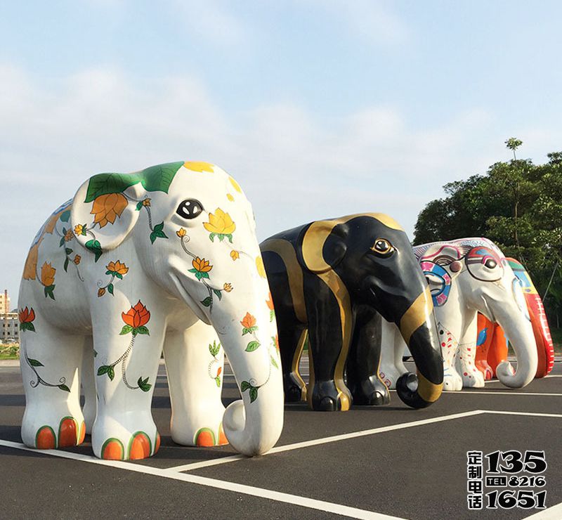 公園景區玻璃鋼彩繪戶外大型大象雕塑 公園景區玻璃鋼彩繪戶外大型大象雕塑